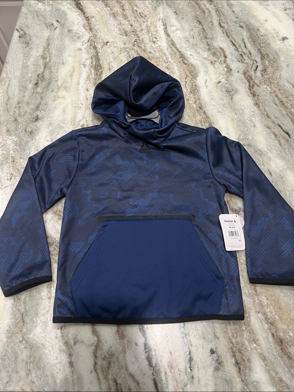 Reebok Navy Blue Hooded Pullover Sweatshirt